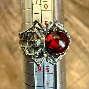 Baltic Cherry Amber 925 Sterling Silver Adjustable Spider Web Ring Boho New
